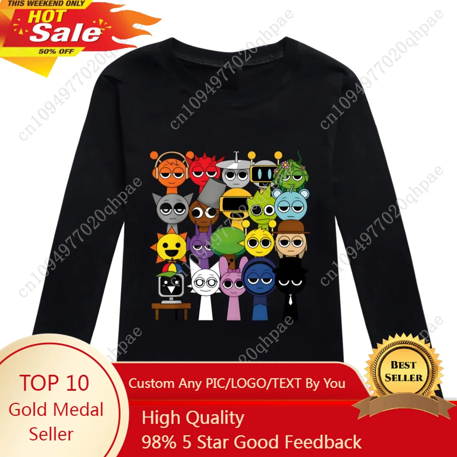 

Sprunki Tshirt Kids Game Incredibox Clothes Teen Boys O-Neck Cartoon Casual T-shirts Girls Long Sleeve Tops Child Clothing 2-14Y