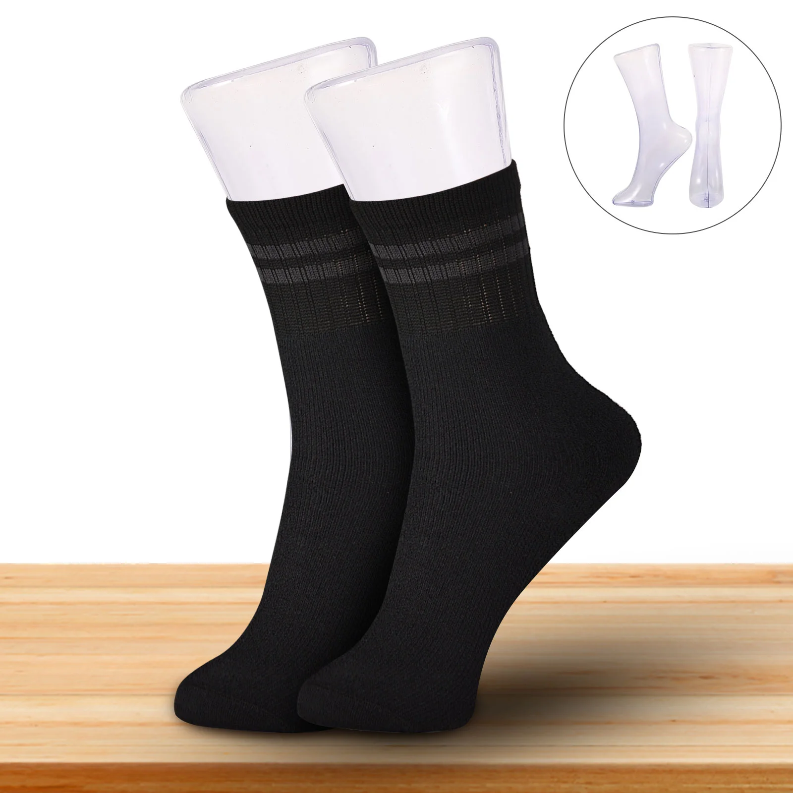 

2 Pcs Plastic Transparent Foot Mold Sock Display Holder Socks Stand Fake Feet Men Women