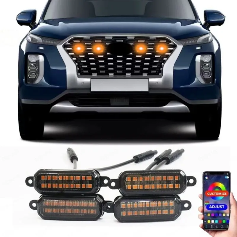 

18LED Front Grille Light For Hyundai Palisade 2018-2021 Car Daytime Running Light Wheel Eyebrow Lamp For Pickup Offroad 12V