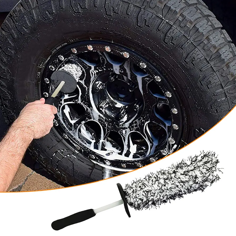 Car Wash Super Brush Microfiber Premium Wheels Brush Non-Slip Handle Easy To Cleaning Rims Spokes Wheel Barrel Car Accessories