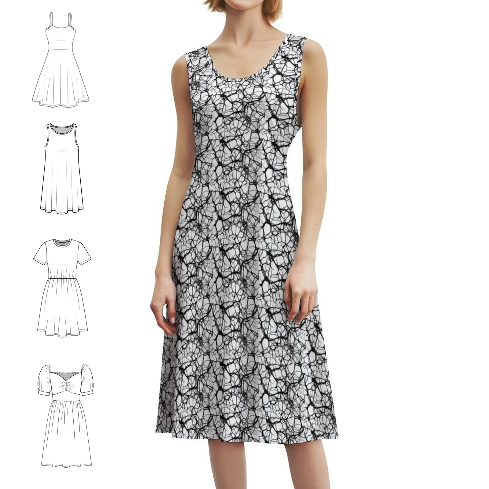 

Нейронное мини-платье в консервативном стиле для женщин, свободное повседневное дневное платье трапециевидной формы, черно-белое платье Brain Cortical Science