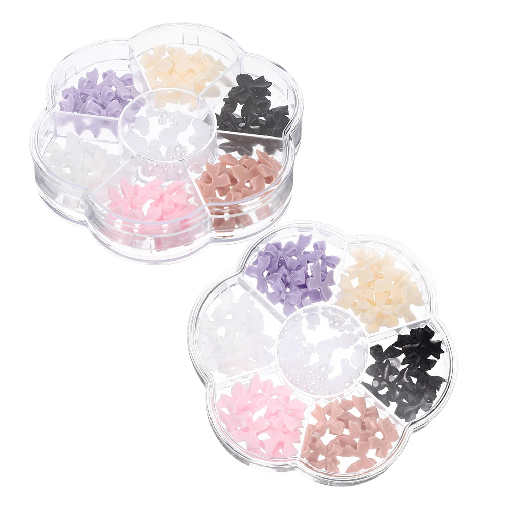 

2 Boxes Bow Ornaments Nail Charms Decor Manicure Decorate Shaped Accessories Resin for Nails Bows Studs