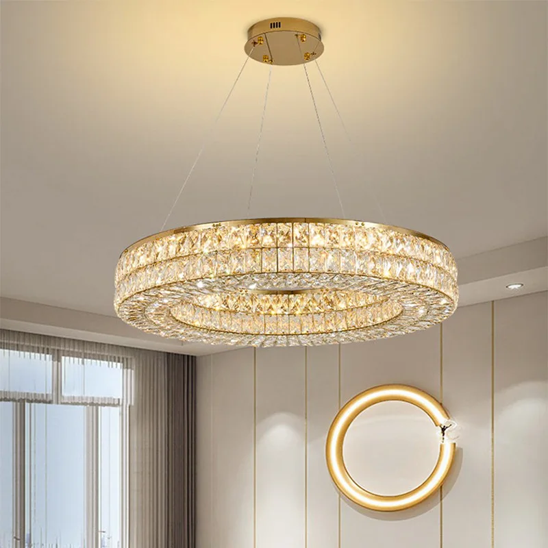 Nordic designer light luxury crystal lamp post-modern simple hotel villa model room living room