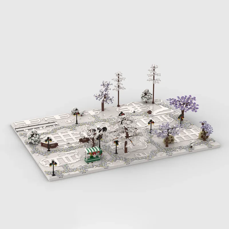 Moc Building Blocks Street Winter Christmas Town Base Technology Modular Building Blocks Festival Gift Children's Toy DIY Set