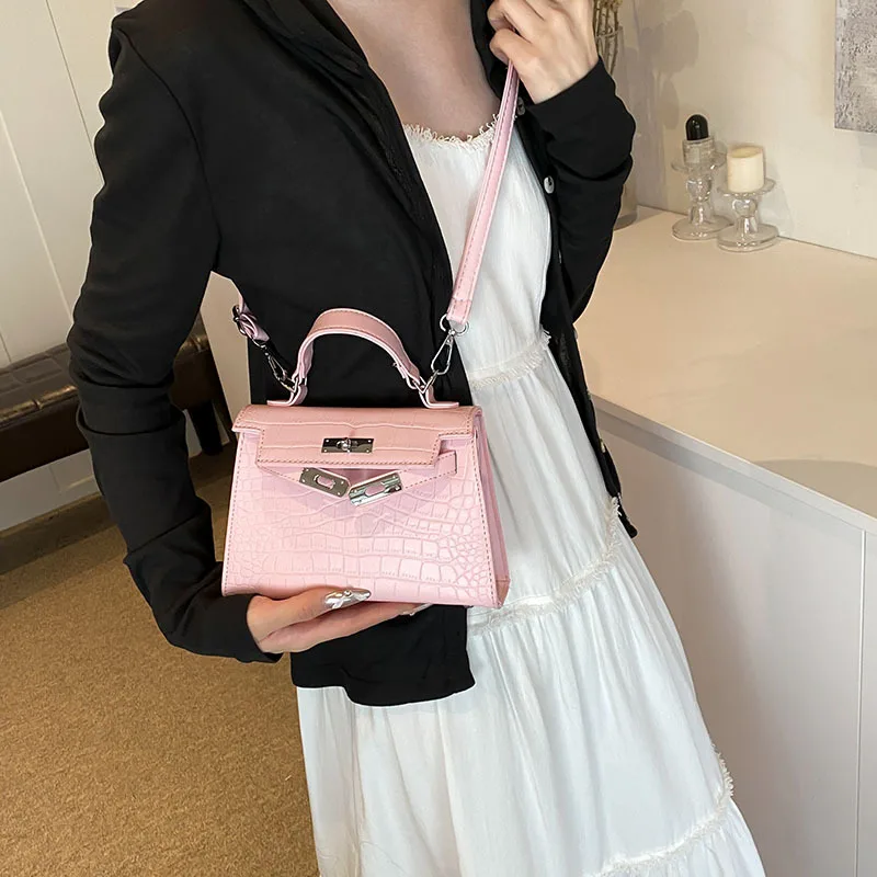 

French niche texture hand bag 2025 new crocodile pattern simple messenger bag popular Kelly bag