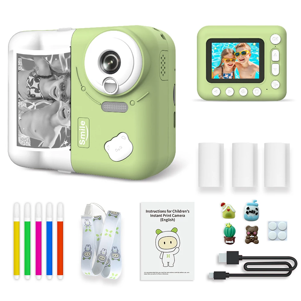 9Imod Kinder Camera Instant Print Camera 2.4 Inch 1080P Kinderen Digitale Foto Camcorder