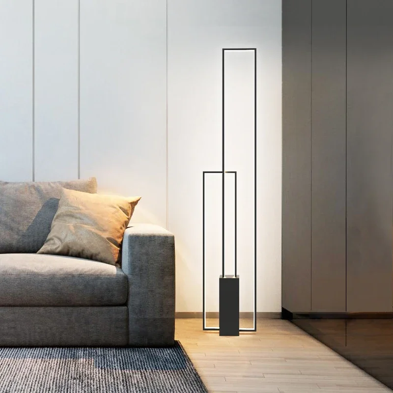 

Modern Black Rectangle Led Floor Lamp Living Room Decor Led Standing Lights Loft Hotel Bedroom Bedside Dimmable Floor Lighting