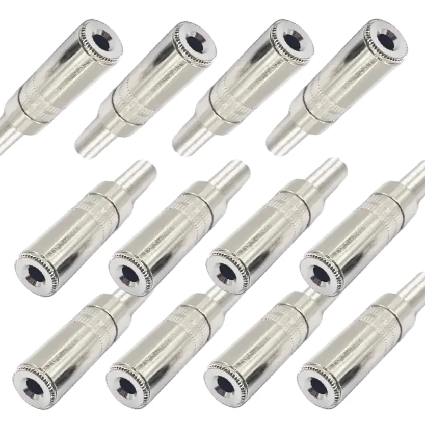 Mono Stereo Female Metal Inline Socket Solder Wire Jack 3.5mm 2 3Pole Connector