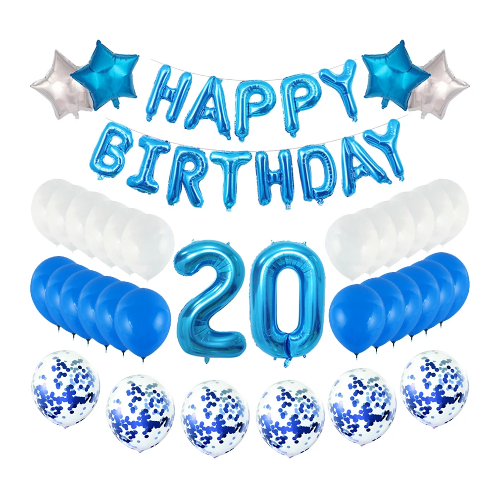 

20 Years Balloon Decoration Set Birthday Party Supplies Beautiful Balloons Sets Happy Birthday 20 Number Aluminum Film Latex