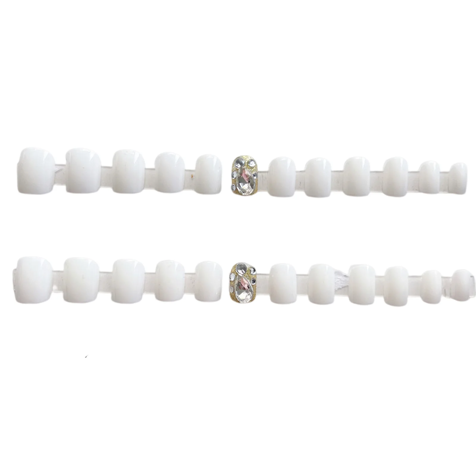 Gentle Sparkling Rhinestones White False Manicure Lightweight and Easy to Stick Fake Nail for Stage Performance Wear