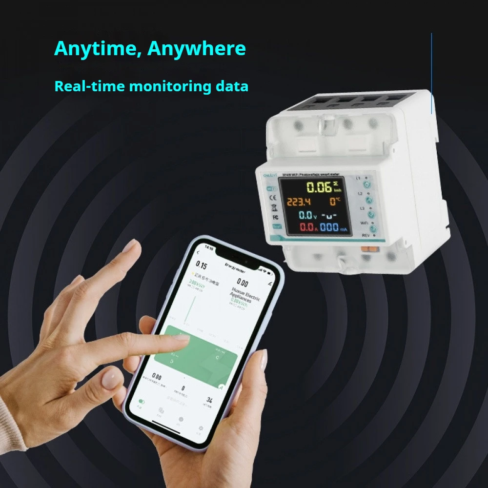

WiFi Smart 3-phase 4-wire Energy Meter Automatic Reclosure Protector Power Meter LCD Display Remote Control Energy Meter