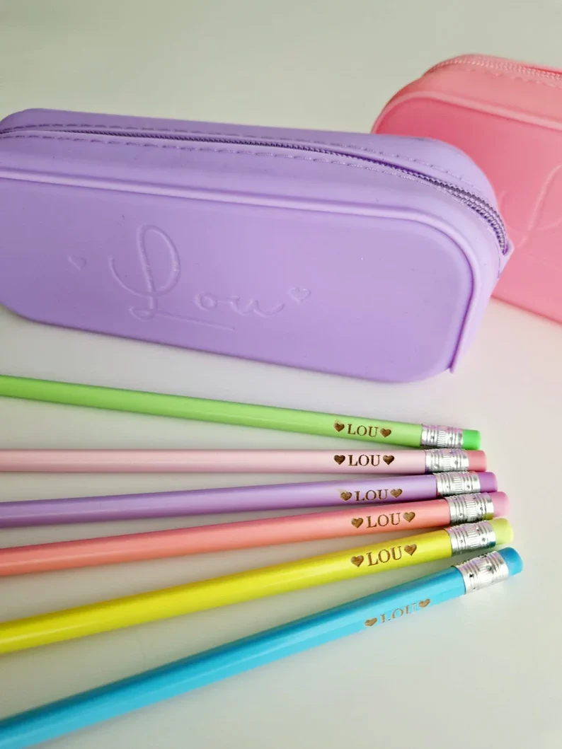 10pcs Personalised Pencils Laser Custom Engraved Pencils Birthday Gifts for Kids Back To School Decoration Stationery Supplies