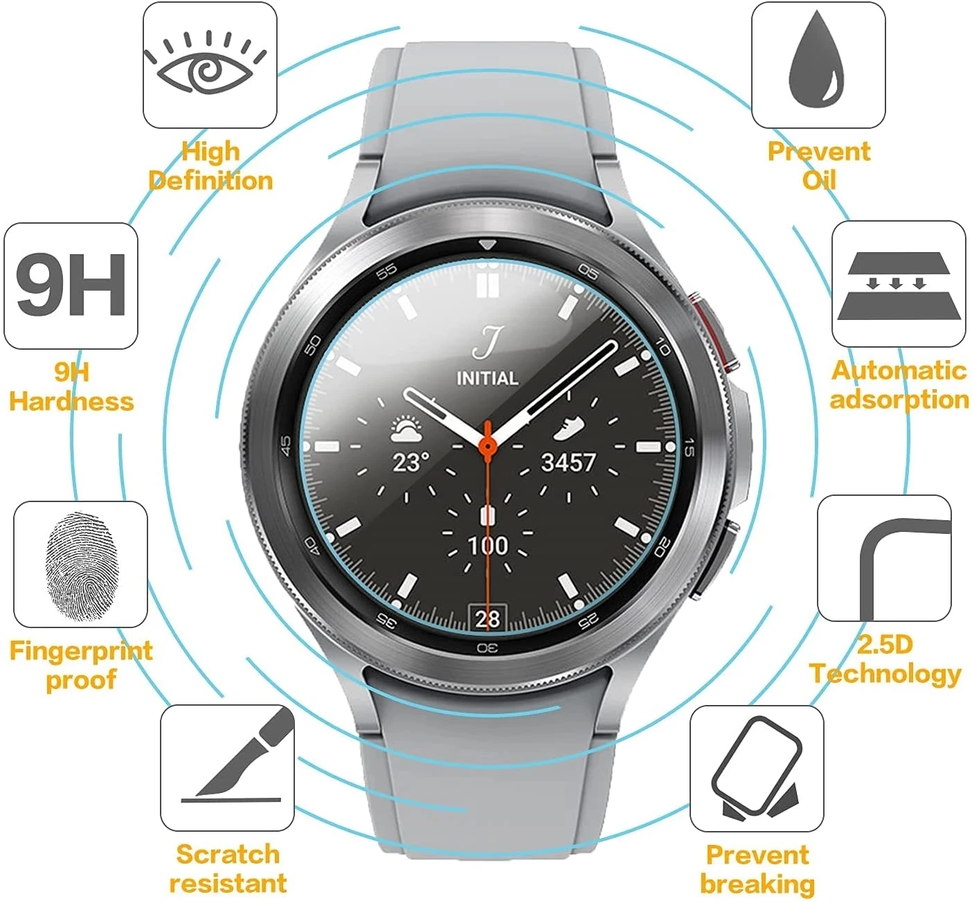 Tempered Glass For Samsung Galaxy Watch 4 40mm 44mm Watch 4 Classic 42mm 46mm HD Clear Screen Protector Film Glass Strap