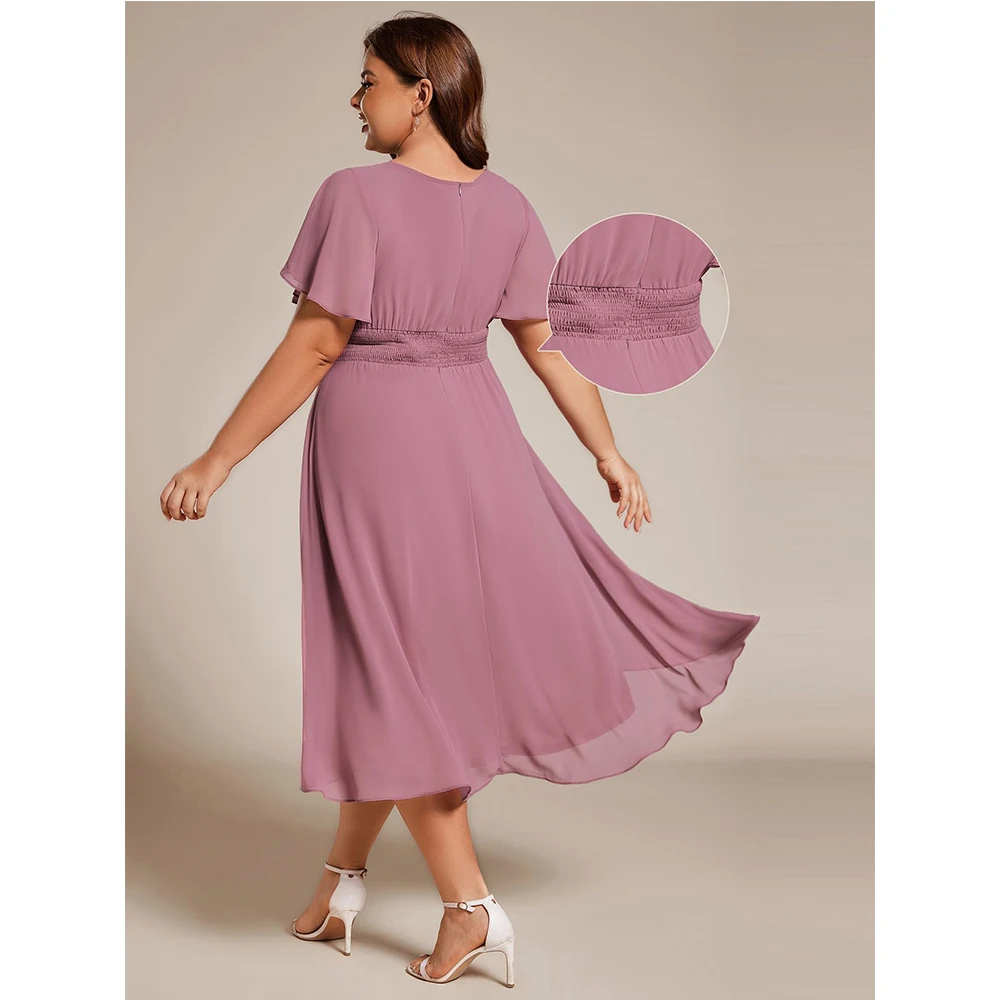 Customized Women's Plus Size Formal Wedding Guest Dresses for Women A Line Chiffon Midi High Low Cocktail Wedding Party Dresses