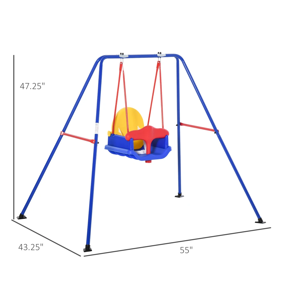 뒷마당용 아기 스윙 세트, 실내 및 실외, 단단한 금속 프레임, 아기 시트 하네스, 6-36 개월