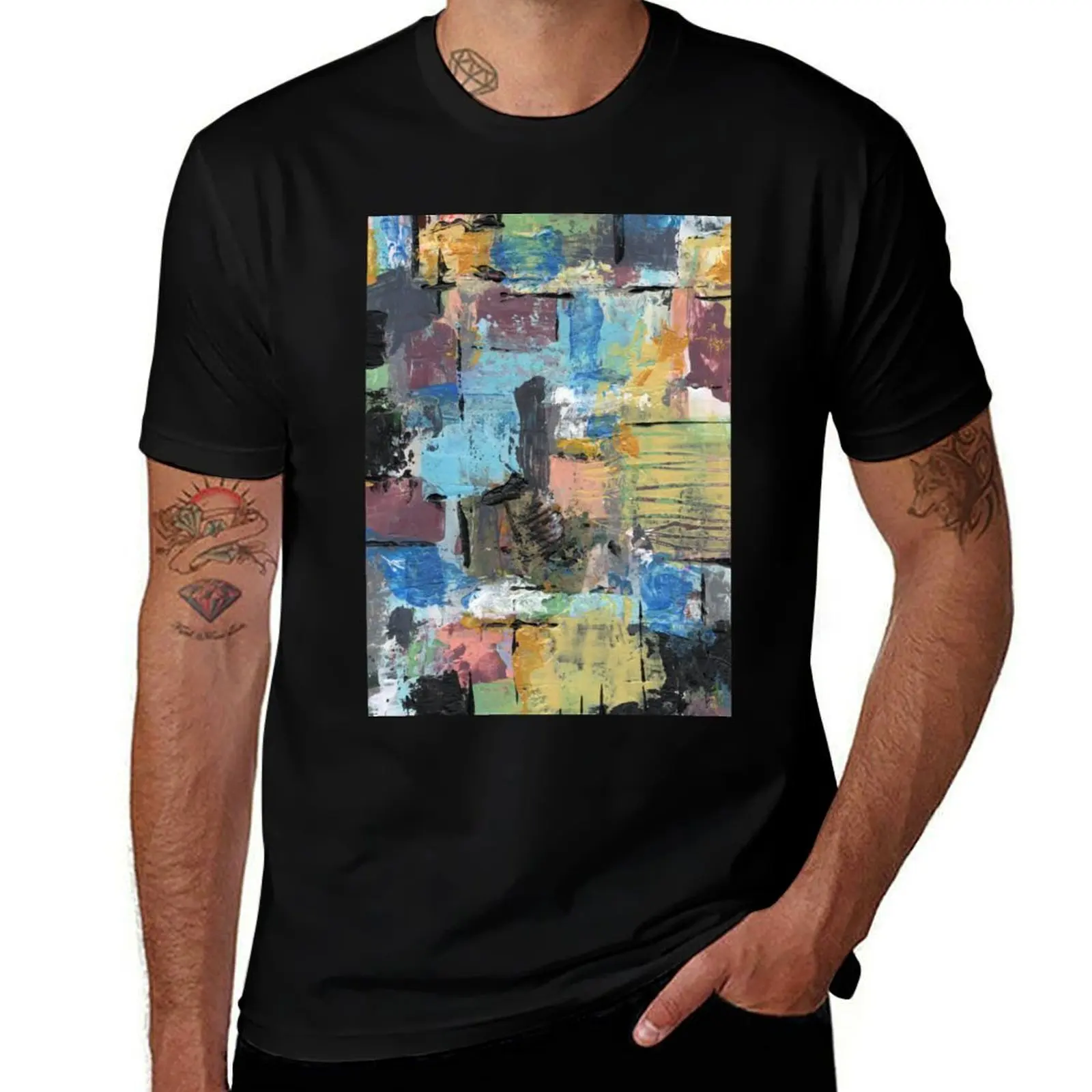 

Abstract Collage Painting with Busy Colors and Strong Values T-Shirt plain oversized graphic tee tees T-shirts for men cotton
