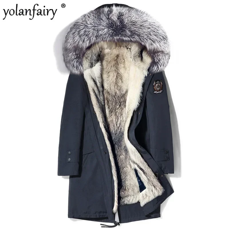 New real fur coat men Parkas Men's winter jacket Midium Coyote Fur Inner Fur clothing male warm outwear куртка мужская зимняя FC