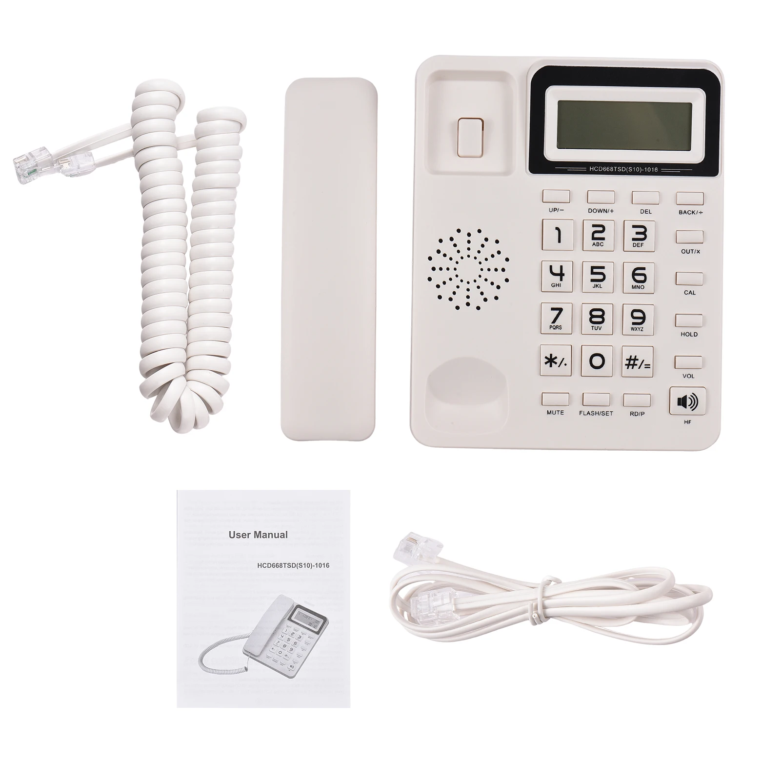 Desktop Corded Landline Phone Fixed Telephone with LCD Display Mute/ Pause/ Hold/ Flash/ Redial/ Hands Free/ Calculator