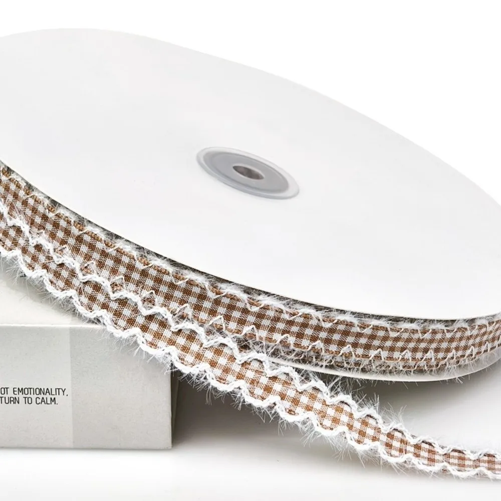 1cm Width Gingham Plaid Ribbon 2.5cm Width Wavy Edge Fabric Binding Tape Frayed Edge Checkered Pattern Checkered Ribbon