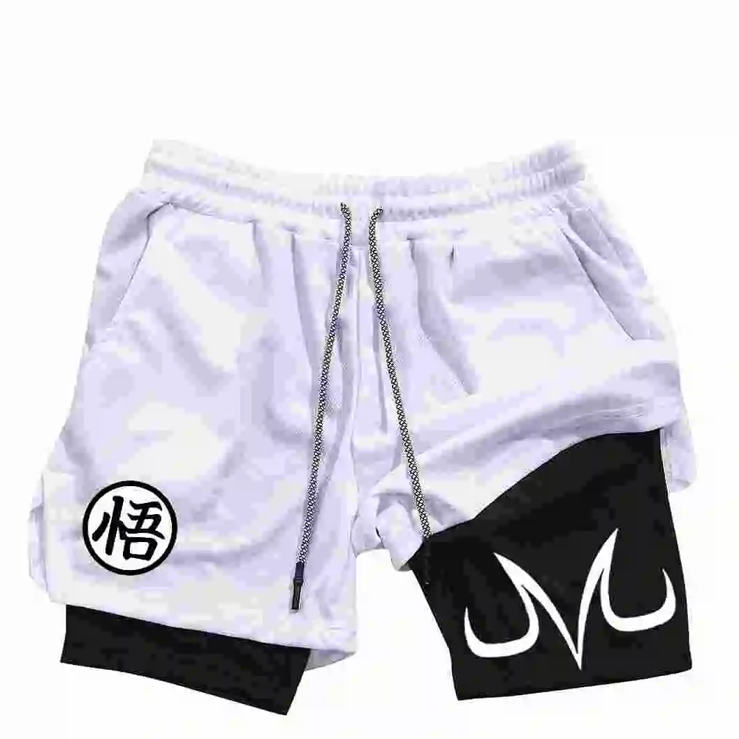 

Japanese Anime Print Men's Summer Sports Fitness Swimming Faux Two-piece Shorts for Daily Jogging Unisex Biker Shorts