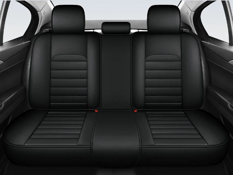 5-Sitzer Universeller Autositzbezug, Neues Nappa-Leder Eisseide mit Fester Lendenwirbelstütze, Ganzjährig Universal, Passend für die Meisten Autos – Detail 19