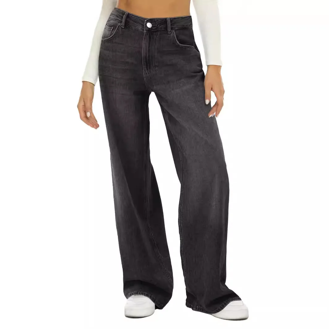

High Waist Straight Jeans Women: Oversized Retro Denim Pants, Tummy Control Floor Length, Effortless Chic Casual Trousers 2024