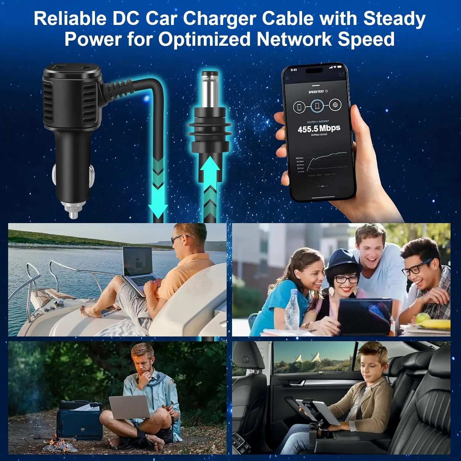JavicTech Starlink Mini Car Cigarette Lighter Adapter 12V24V to 30V3.5A Power Converter Boost Voltage Car Accessory