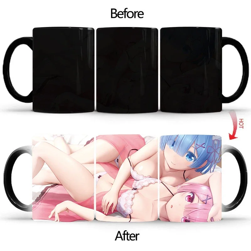 Pajama beauties Mug Color Changing Porcelain Coffee Cup Ceramic Milk Mug Beer Tea Mug Whiskey Drinkware Cup BSKT-063