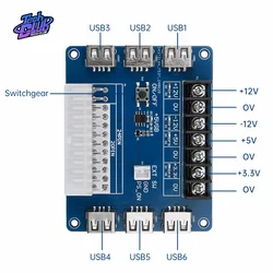 20/24-pinowy zasilacz ATX Breakout Board USB Charging Desktop Chassis Power Adapter Board