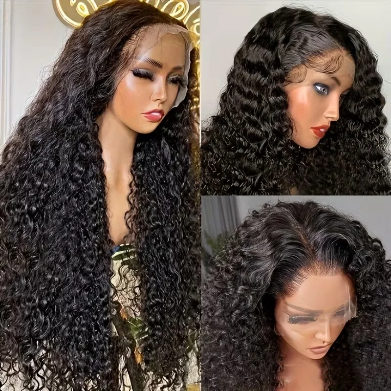 13x4 13x6 HD lace front wig Curly human hair wig 28 Inches 200 Density 360 Lace Wig Pre Plucked Natural Hairline For Black Women