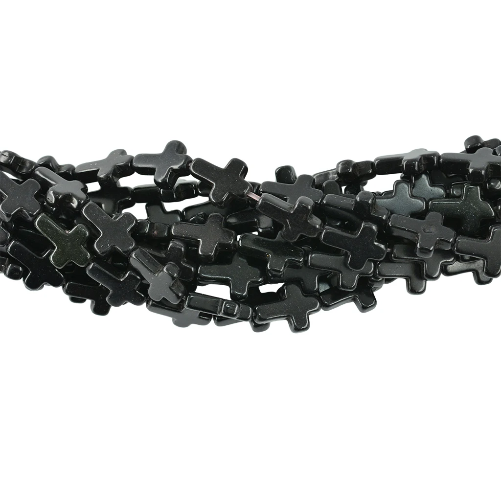 2 sizes 16x12mm 10x8mm black  mixed colors synthetic Howlite turquoise cross loose beads
