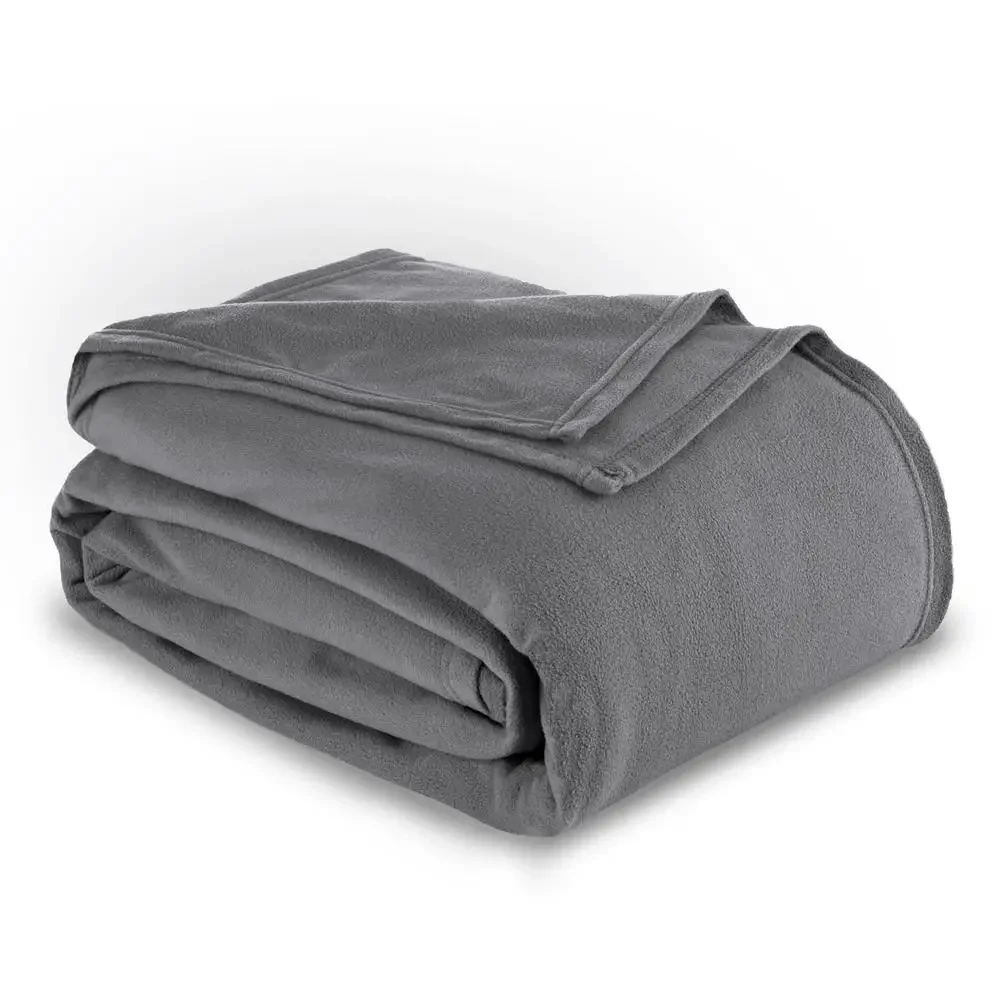 Soft Plush Fleece Blanket Queen Size Lightweight All Season Cozy Microfiber Throw Grey 90x90