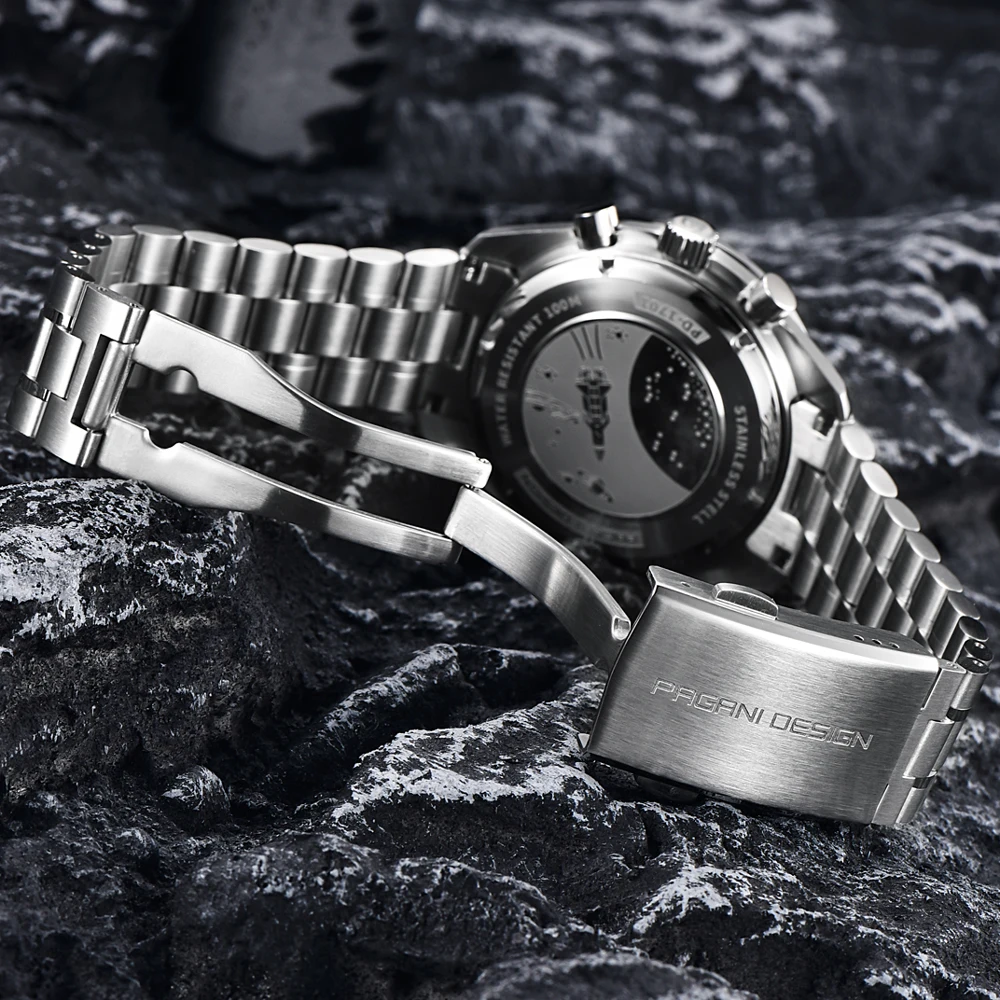 2025 New Mens Watches PAGANI DESIGN Luxury Quartz Watch For Men VK63 Chronograph AR Sapphire Mirror Ceramic Bezel Luminous Clock