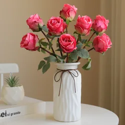 43CM Artificial Roasted Rose with Fire Luxurious Home Decor Hotel Decoration Artificial Flowers Artificial Burnt Edge Roses