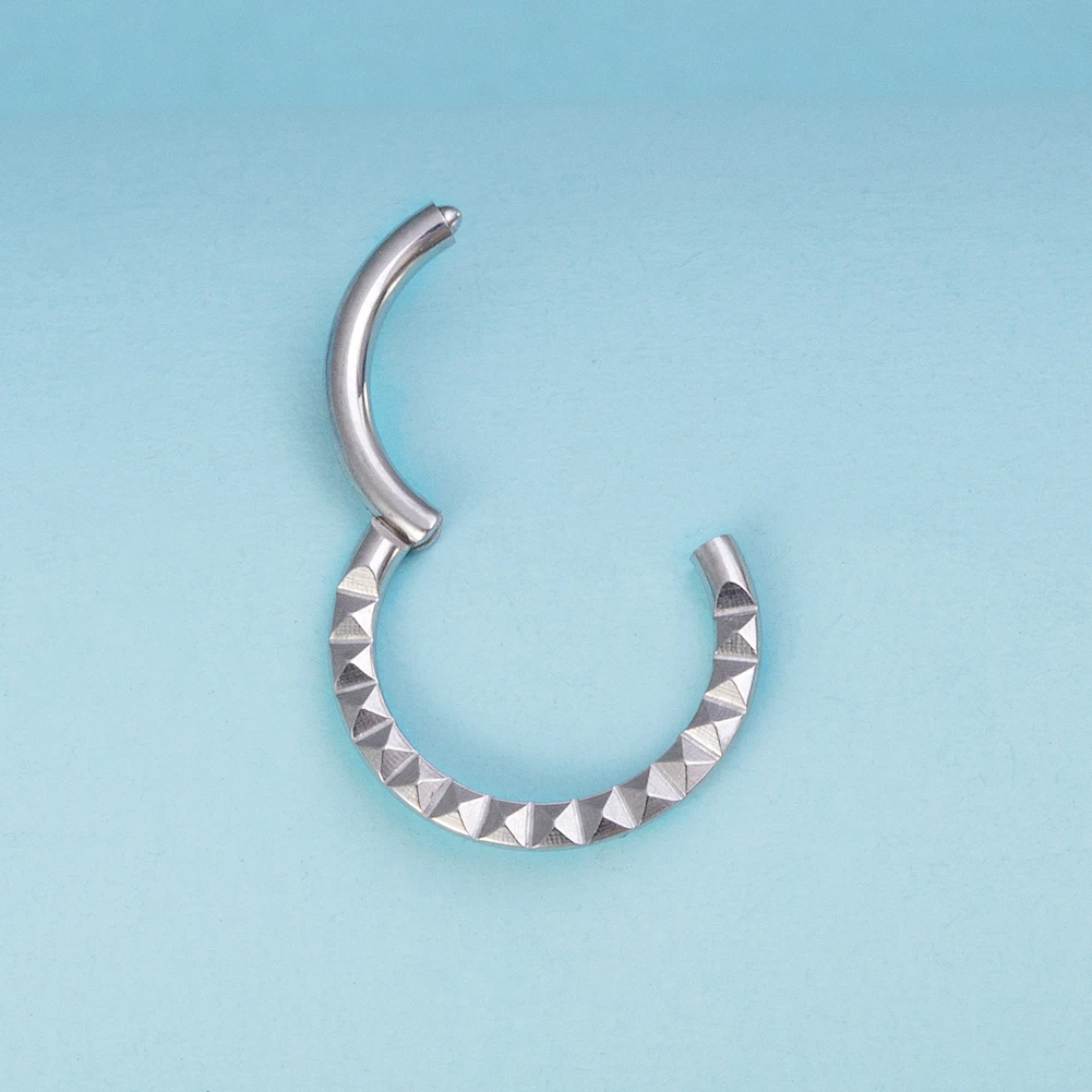 1pc Pyramidal Septum Jewelry Hinged Segment Ring Stainless Steel Body Piercing Nose Hoop Lip Rings Helix Cartilage Earrings 16G