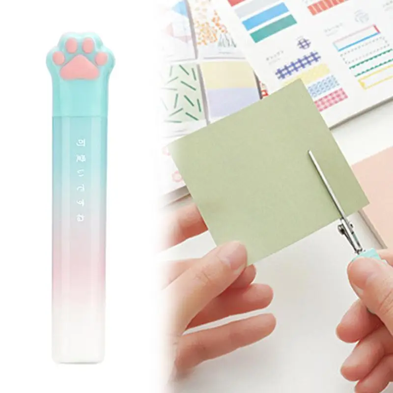 Child Safe Scissors Cat-Paw Shaped Craft Child-Friendly Design With Protective Cover Student Tip Scissors For Scrapbooking Art