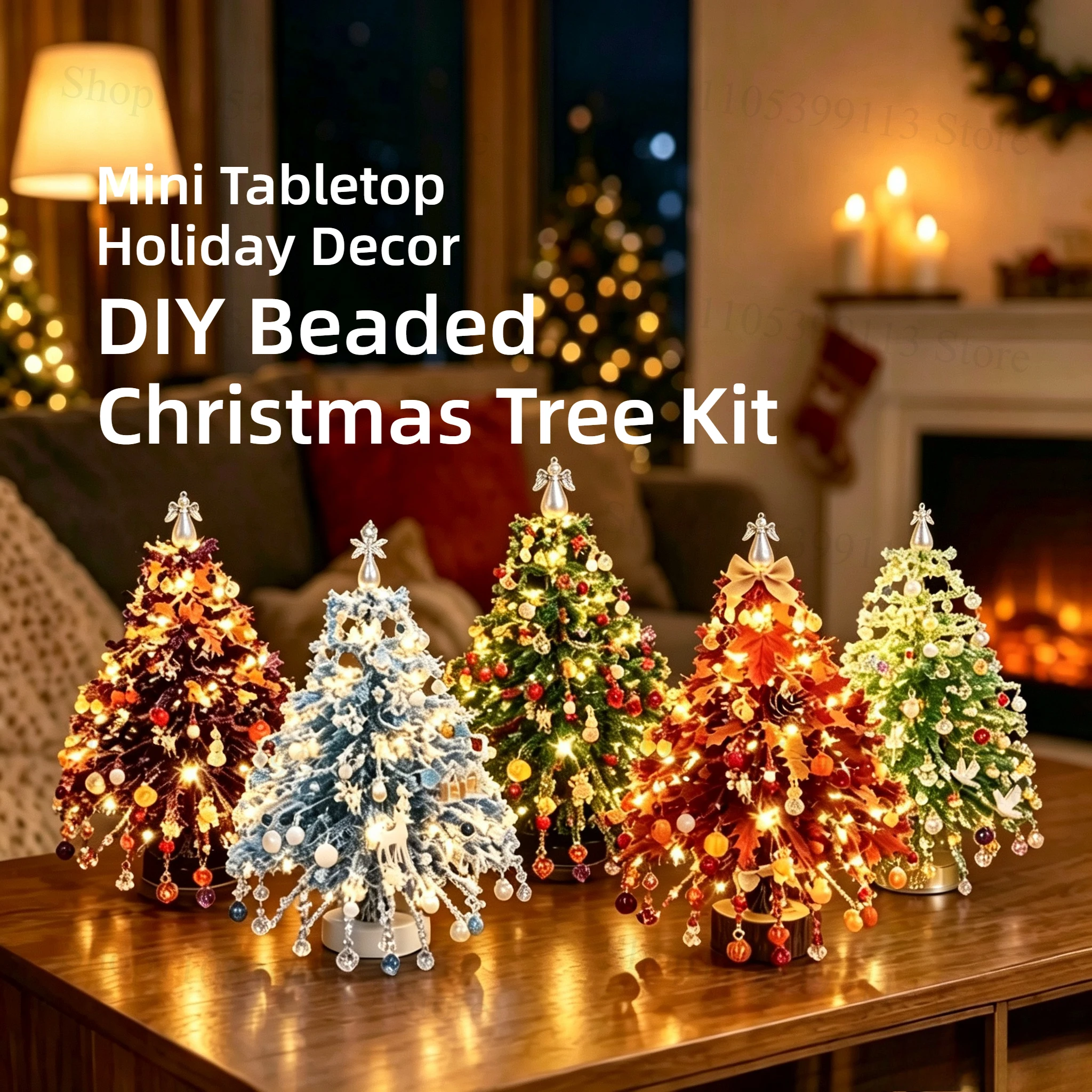 DIY Beaded Christmas Tree Kit Handmade Creative DIY Beading Project Set 3D Crystal Bead Holiday Craft Set for Women Men Home