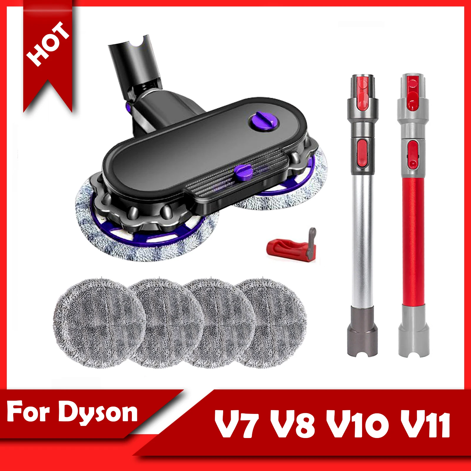 For Dyson V7 V8 V10 V11 Vacuum Cleaner Replaceable Parts with Water Tank Electric Mopping Matching telescopic rod Vacuum Brush