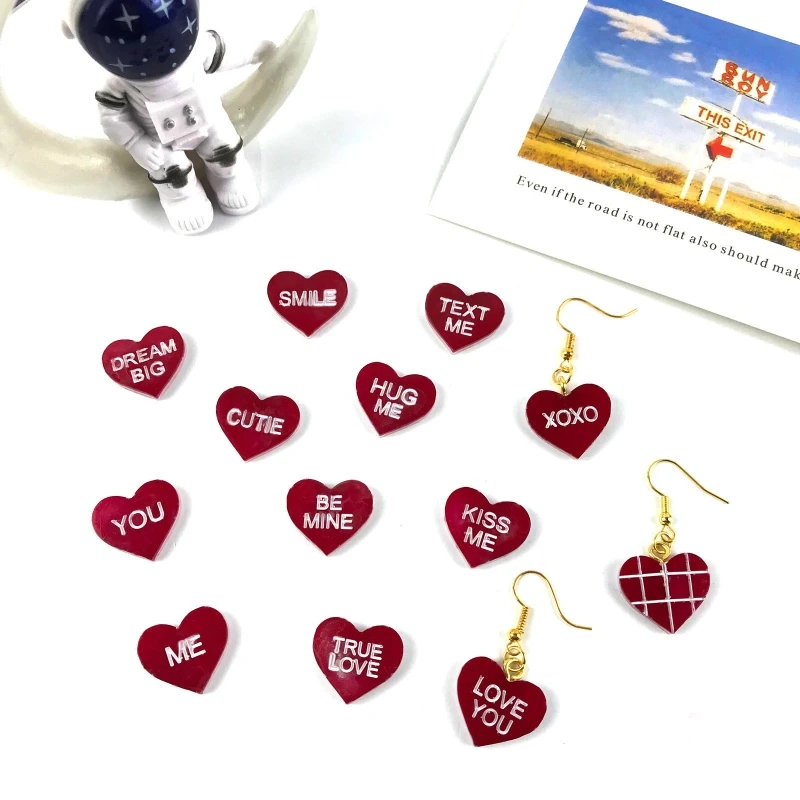 Love Ear Studs Earrings UV Crystal Epoxy Mold Keychain Pendant Resin Silicone Mould DIY Crafts Jewelry Casting Tool