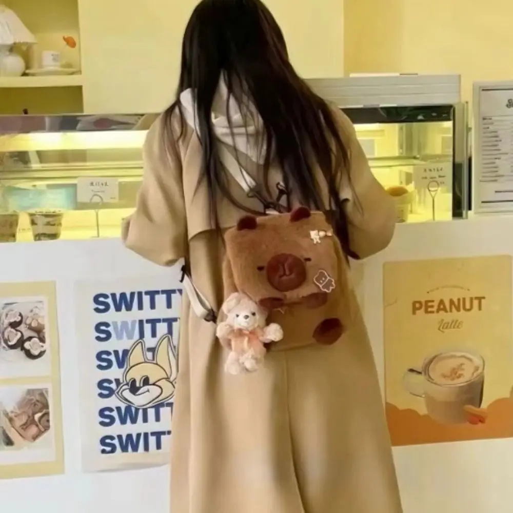 

Capybara Plush Capybara Doll Backpack Simplicity Womens Shoulder Bag Campus Shoulder Bag Cartoon Lady Shoulder Bag Women