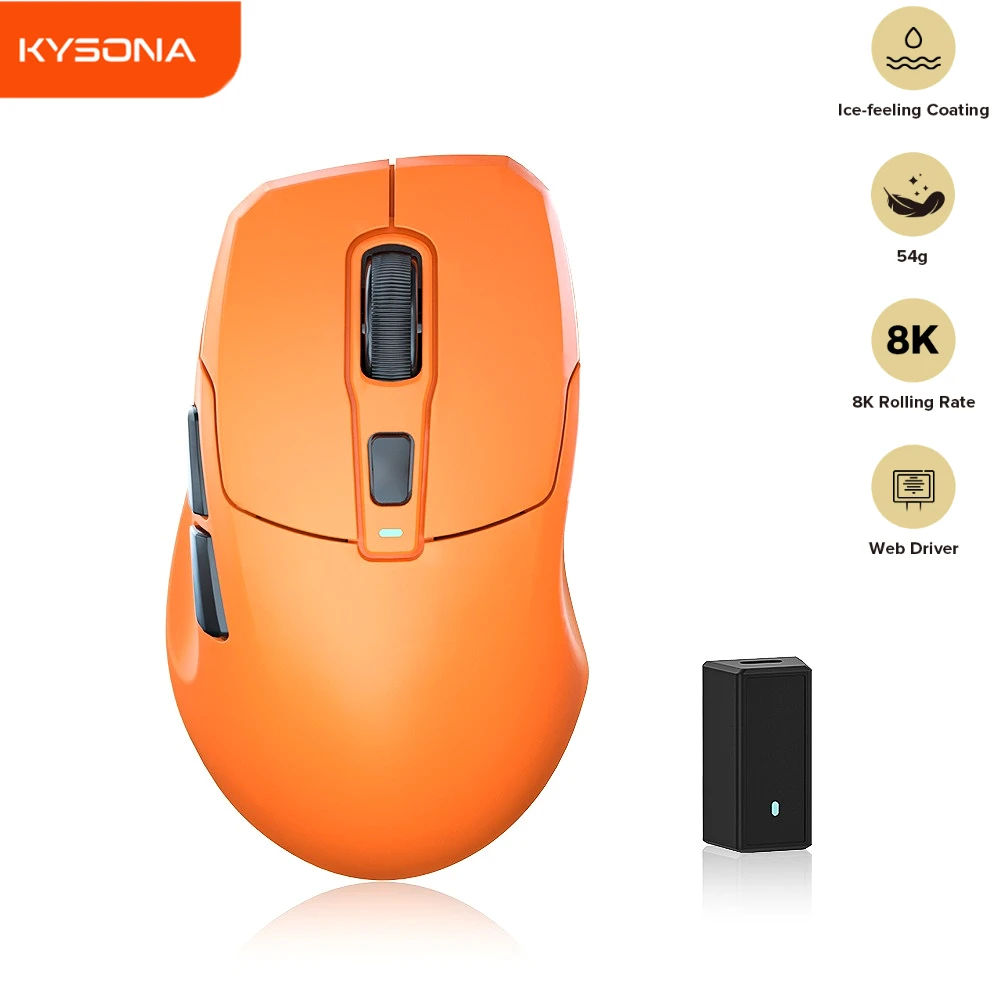

Трехрежимная игровая мышь KYSONA Uranus Pro, 8 кГц, 26000 точек на дюйм, PAW3395, ультрасъемный оптический датчик, веб-драйвер, эргономичный для игр/офиса