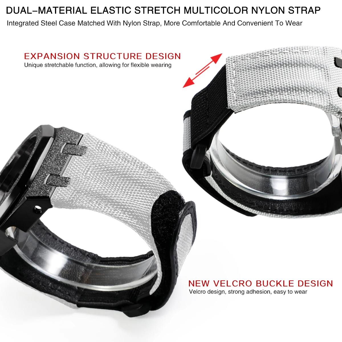 Suitable for GA-2100 GM-2100 model matte metal stainless steel case nylon strap watch modification accessories.