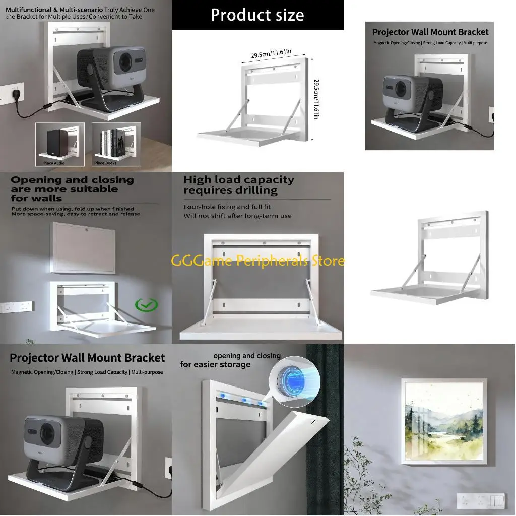 

U55B Foldable Projector Wall Mount Space Savers Heavy Build Bracket for 22.5x22.5cm