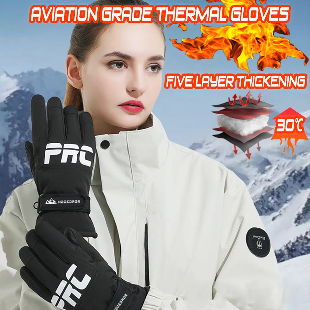 Ski Gloves Waterproof Gloves with Touchscreen Function Thermal Snowboard Gloves Warm Motorcycle Snow Gloves Men Women