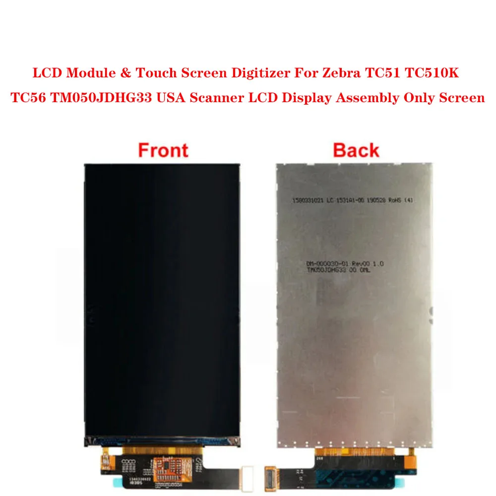 

LCD Module & Touch Screen Digitizer For Zebra TC51 TC510K TC56 TM050JDHG33 USA Scanner LCD Display Assembly Only Screen