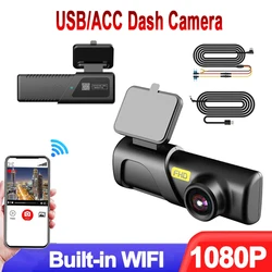 Front WiFi Car Dash Cam 1080P HD Driver Video Recorder USB Car DVR Camera Loop Recording ACC 24Hrs Parking Monitoring