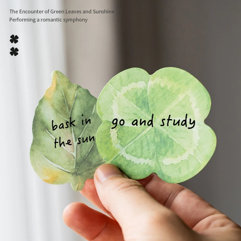 30 Sheet Leaf Sticky Notes Ginkgo Lndus Leaf Memoranda Message Book Label Sticker Bookmarks Tearable Note Pad Stationery Supply