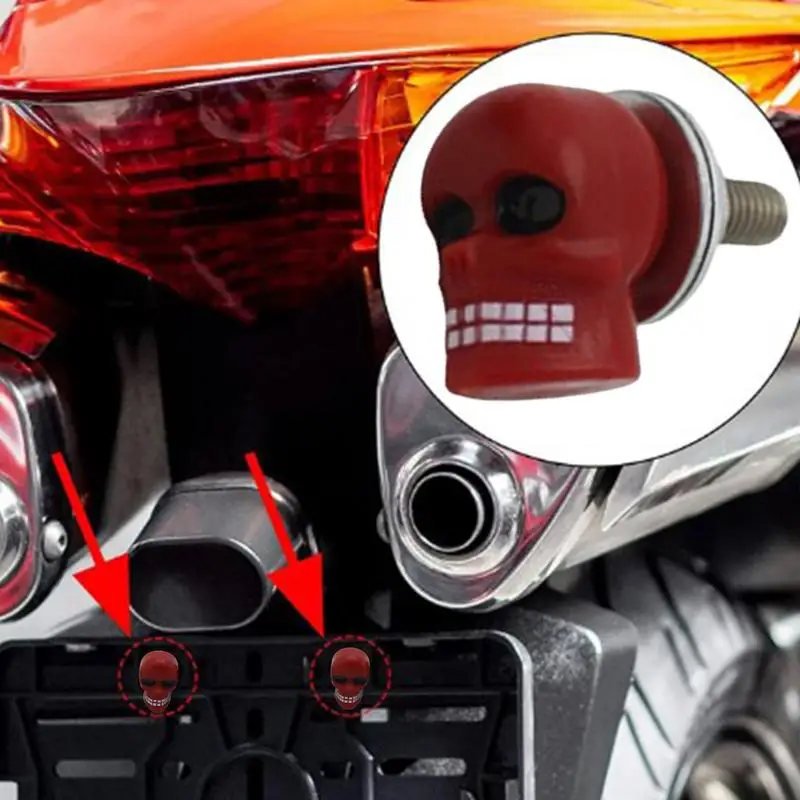 Motorcycle Tag Bolts License Plate Screws Fastener Skull License Plate Bolts Motorcycle Decorative Screws Bolts Anti Theft Tag