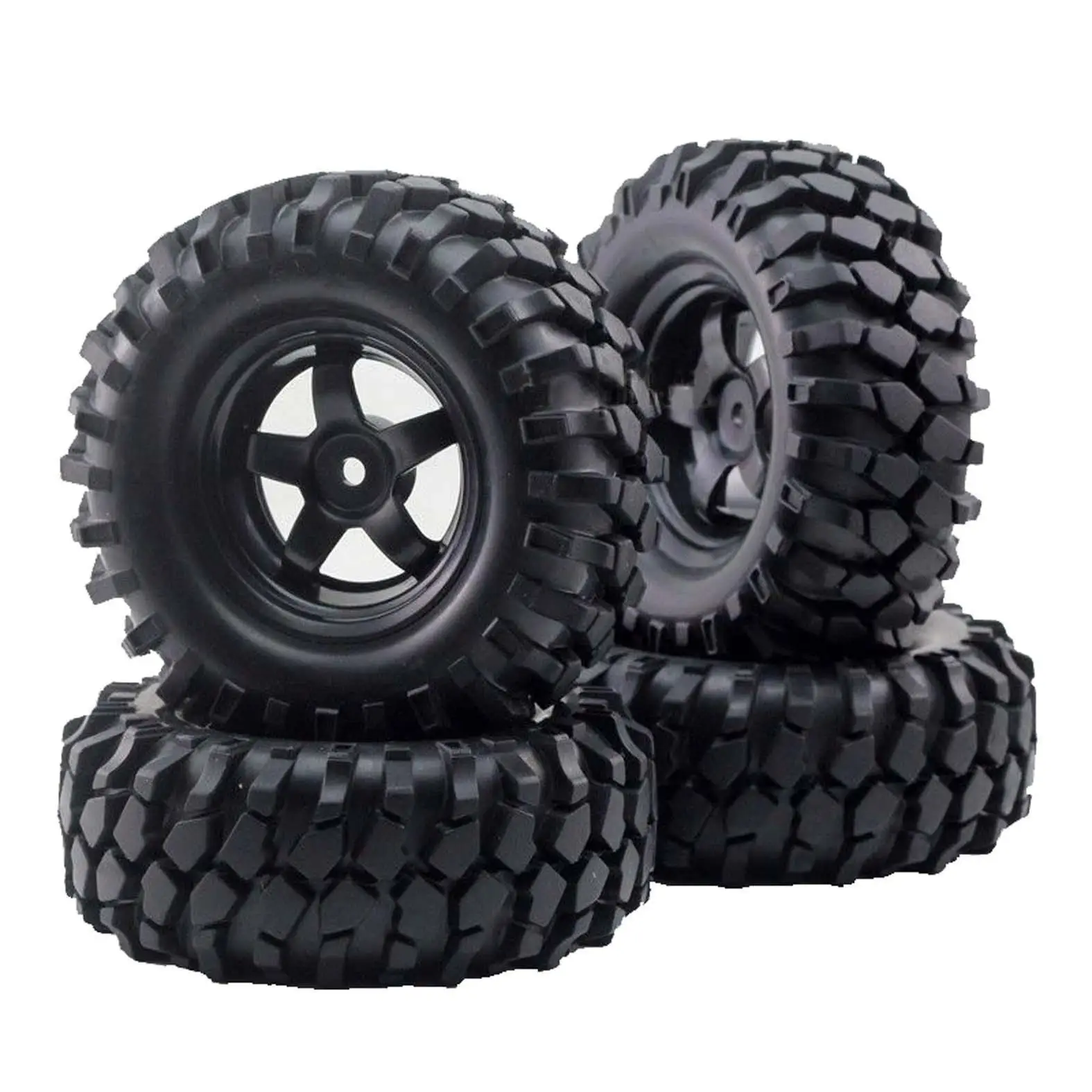

12mm Hex Hub Wheel Rim & Tires Tyre for 1/10 Off-Road RC Rock Buggy Truck 4pcs