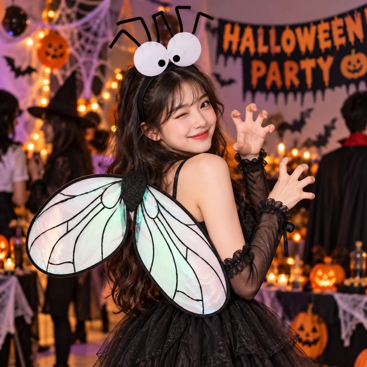 Lightweight Bugs Fly Wings Sparkle Insect Kids Party Wings Elastic Straps Handmade Craft Costume Wings Women